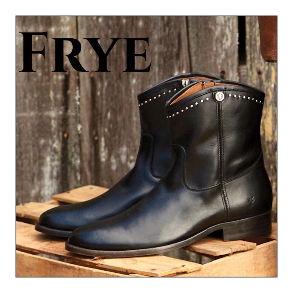 NEW Frye Black Melissa Short Stud Boots